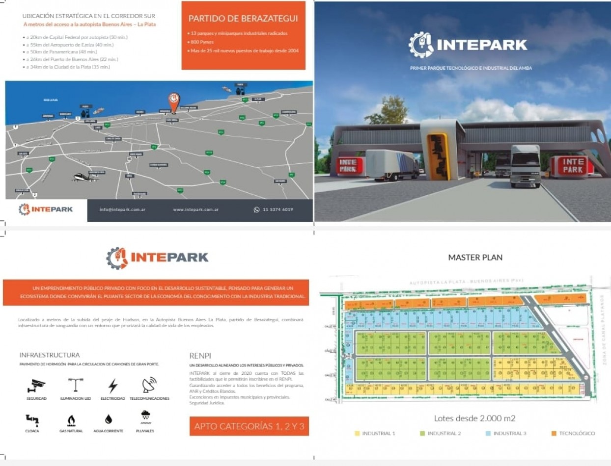 Se Vende lote central de 2000m2 Parque industrial Intepark